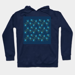 Blue Lilies Flowers Floral Pattern Hoodie